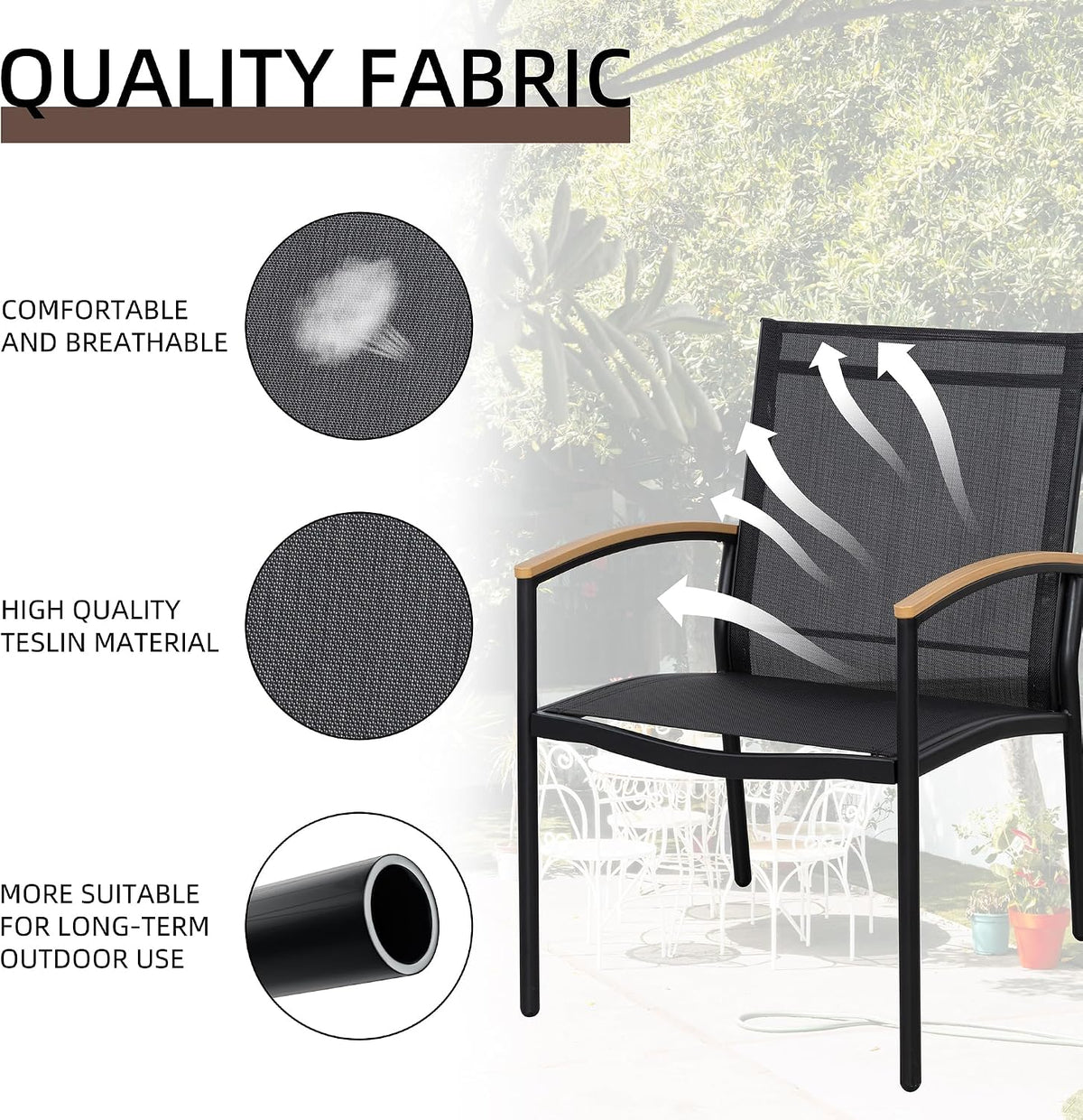 shintenchi 3 pieces patio bistro sets, outdoor textilene shown in use