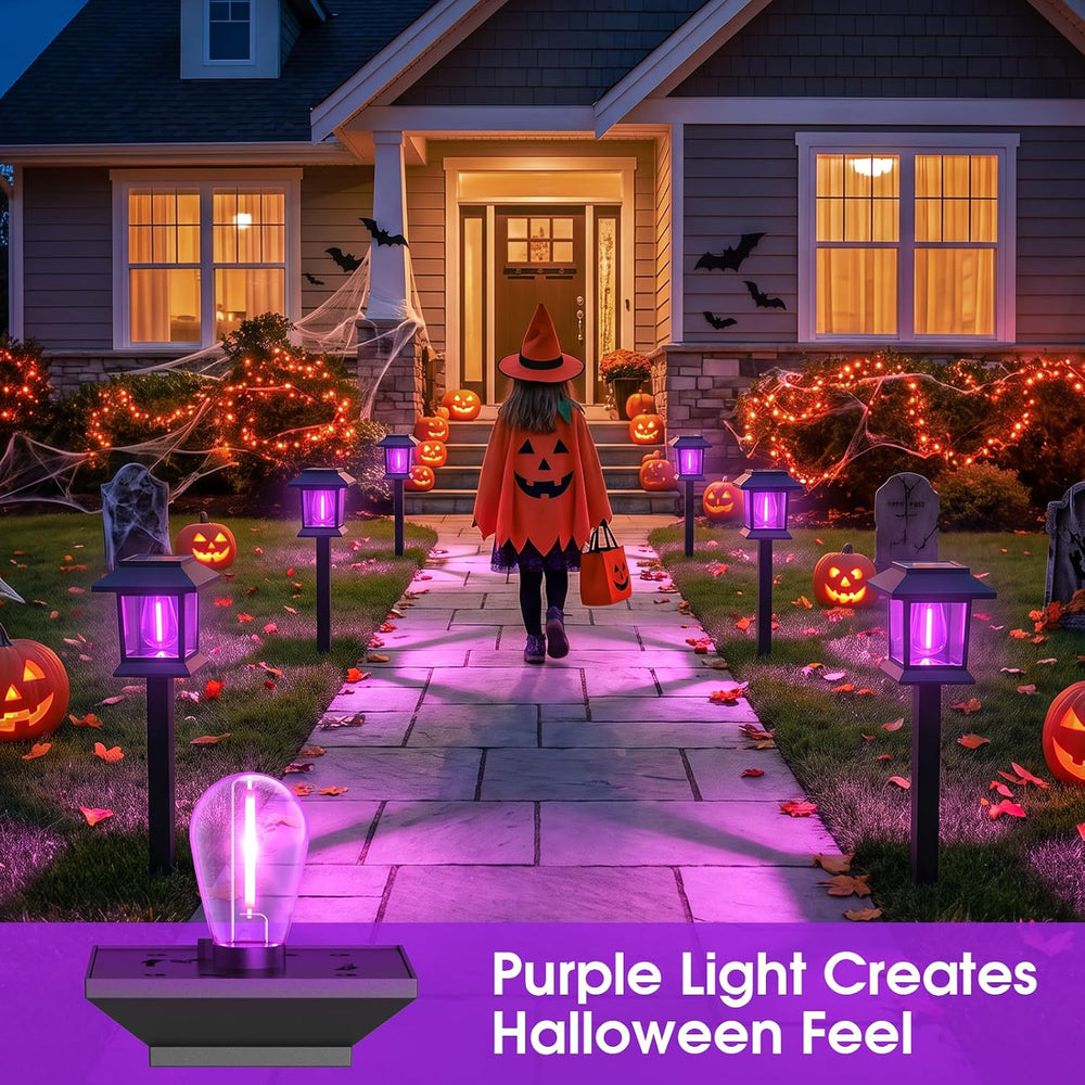 Greluna Solar Lights Outdoor,12 Pack Purple Waterproof Auto On/Off Solar Path...