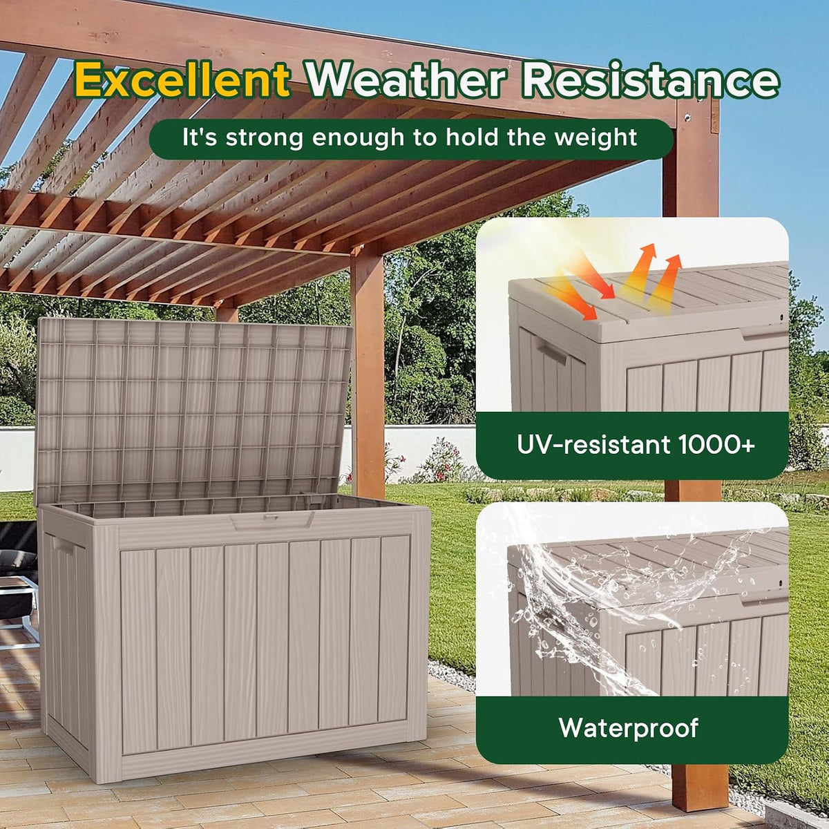 EasyUp 50 Gallon Outdoor Storage Box Waterproof Lockable Deck Boxes