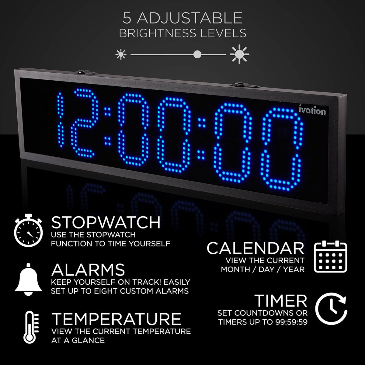 Ivation Large Outdoor Waterproof Digital Clock w/Big Display & Timer, 36"