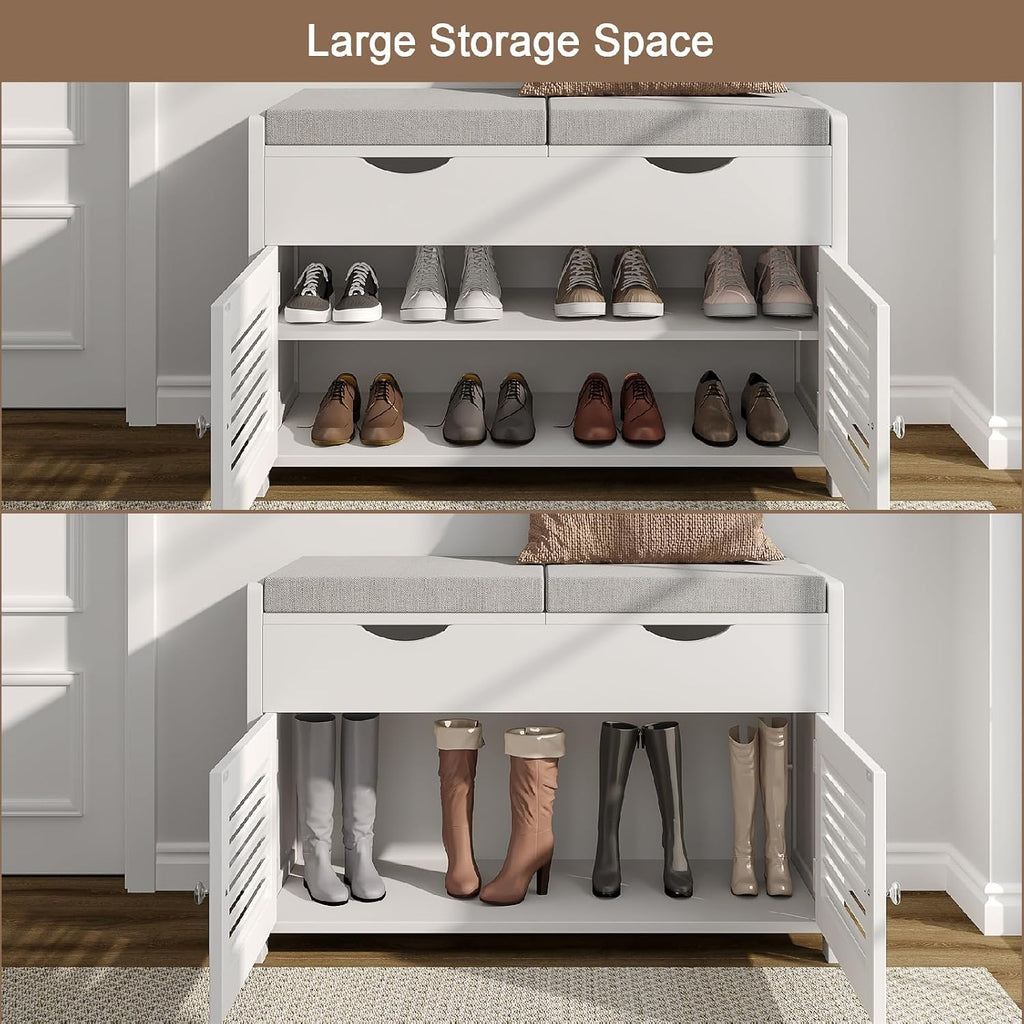 ChooChoo Shoe Storage Bench with Lift Top Storage & Cushioned Seats