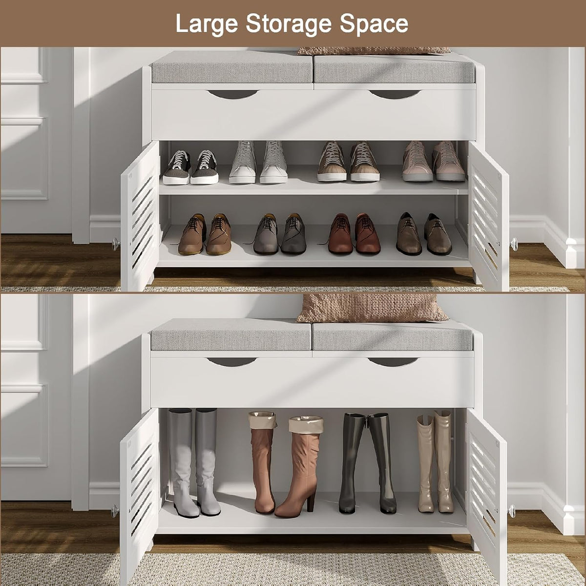 ChooChoo Shoe Storage Bench with Lift Top Storage & Cushioned Seats