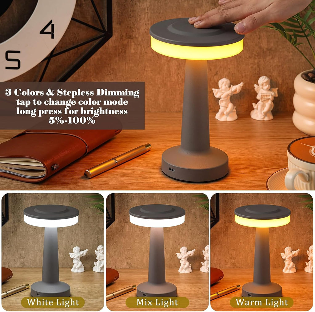riakrum 2 pcs led cordless table lamp bulk, side view
