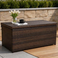 Sundale 70 Gallon Oudoor Deck Box, Large Rattan Storage Box with Handle