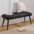 LOULENS Faux Leather Entryway Bench, Modern Upholstered Bench, Matte Black