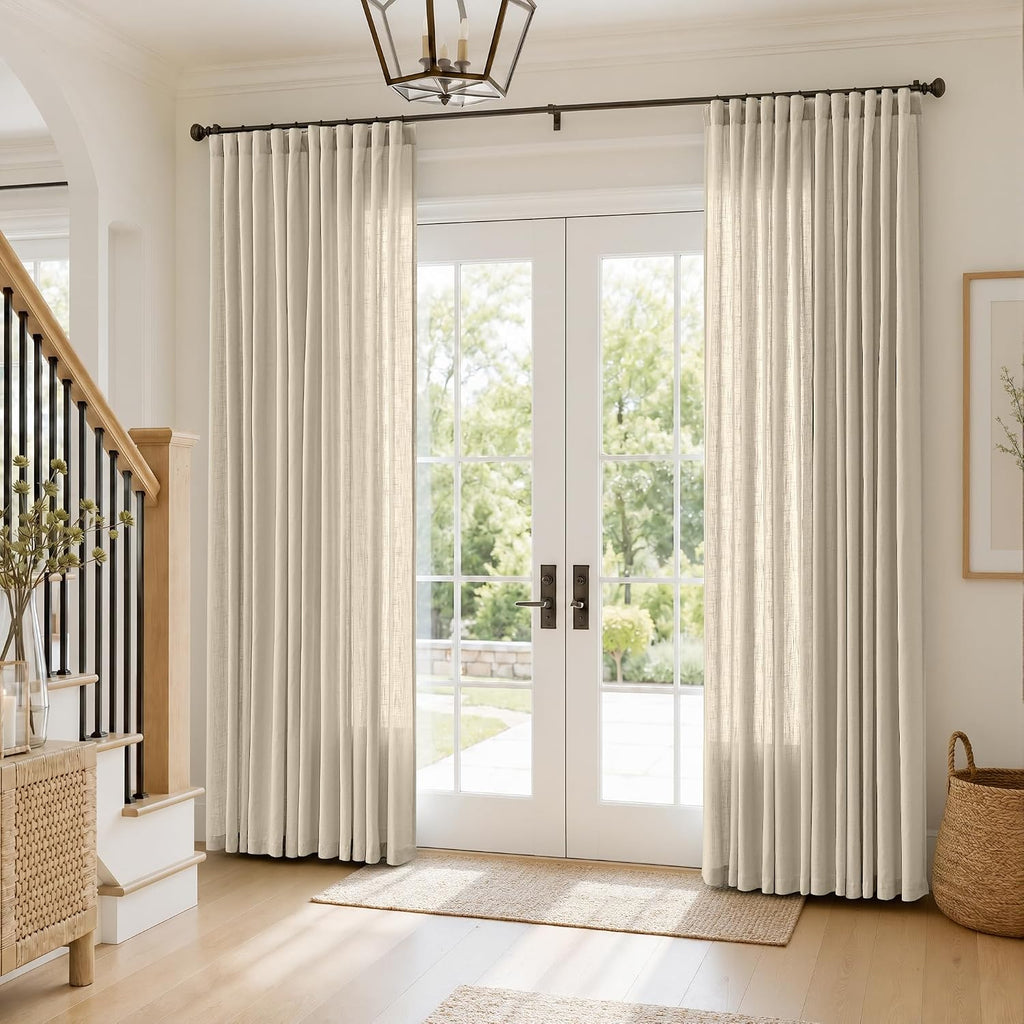 jinchan Taupe Semi Sheer Curtains Light Filtering 84 Inches Long 2 Panels