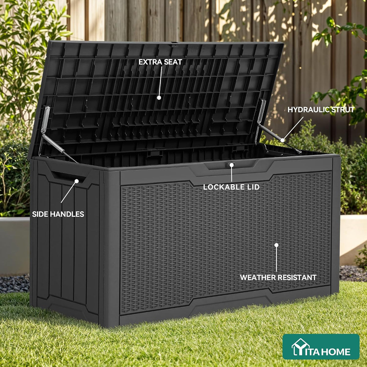 YITAHOME 80 Gallon Resin Deck Box