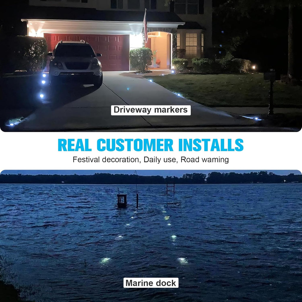volisun solar deck driveway dock lights,solar pathway lights,white, package contents