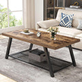 FOLUBAN Coffee Table with Storage for Living Room, Rustic Brown, 47 Inch