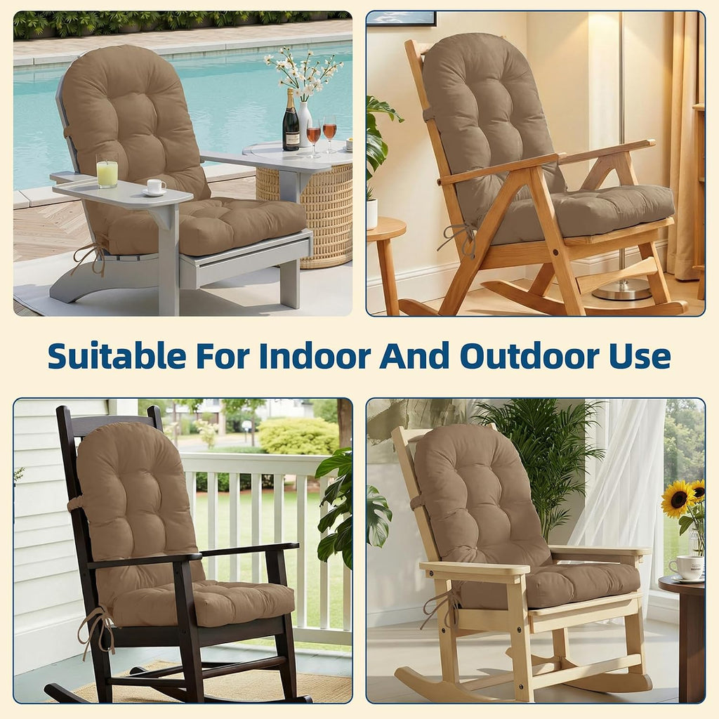 Adirondack Chair Cushion with Non-Slip & Waterproof, 44x19x4 Inch Thick High Back Rocking Chair Cushions Outdoor Indoor, One-Piece Patio Seat Cushion for Glider Porch Rocker Lawn Chair, Brown