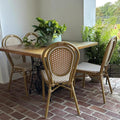PURPLE LEAF Patio Dining Chair Set of 2 Bamboo Finish Amber White