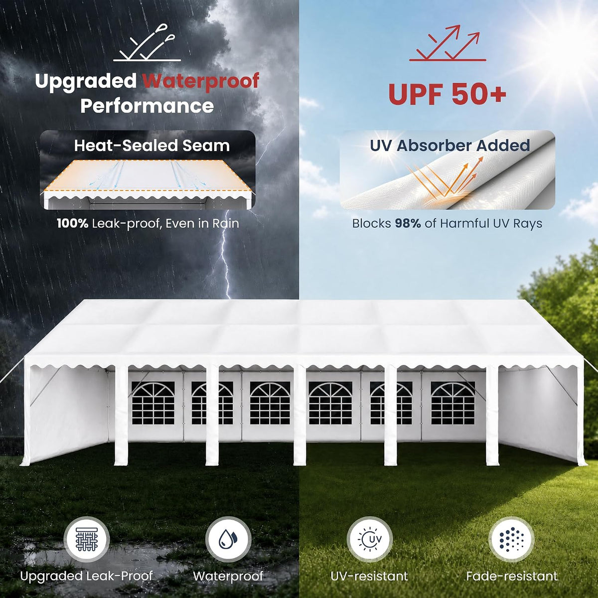 PHI VILLA Party Tent 20x40ft, Heavy Duty Wedding Events Tents for Parties