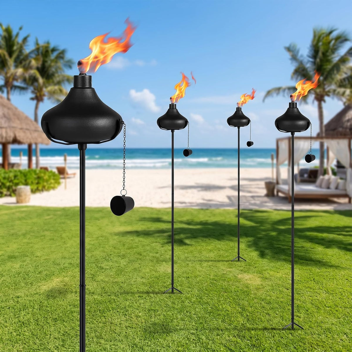 24.5 Oz Citronella Torches for Outside, Garden Torch, 6 Pack