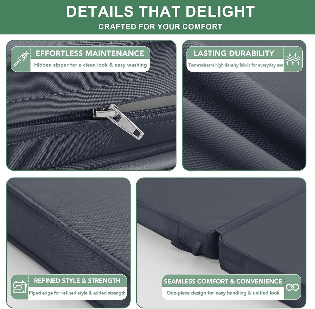 Summsun High Back Outdoor Chair Cushions, 20 x 20 Inch, Dark Grey