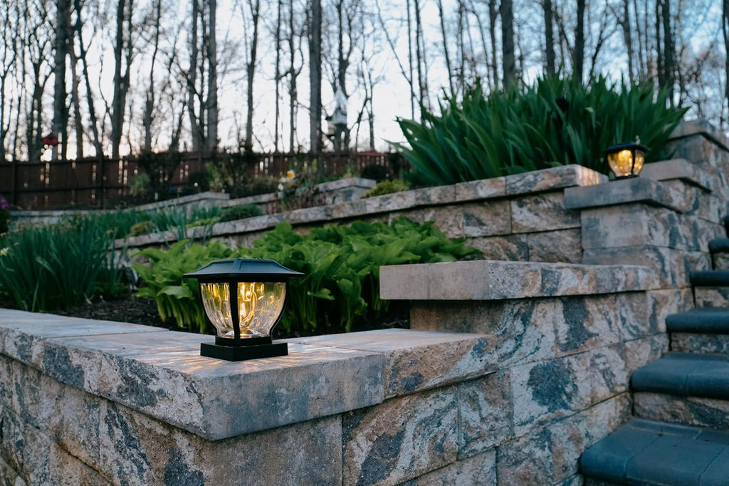 MAXSA 41681 Solar-Powered Wave Glass Post Cap and Deck Lights Dark Bronze