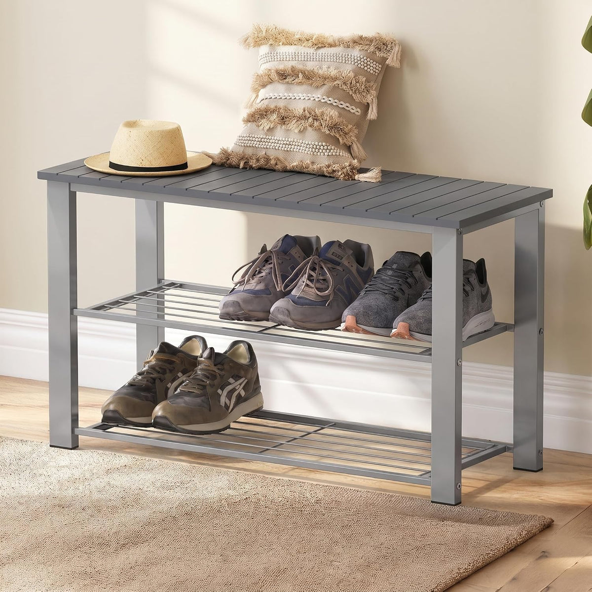 simple houseware wooden top shoe rack bench for showing dimensions