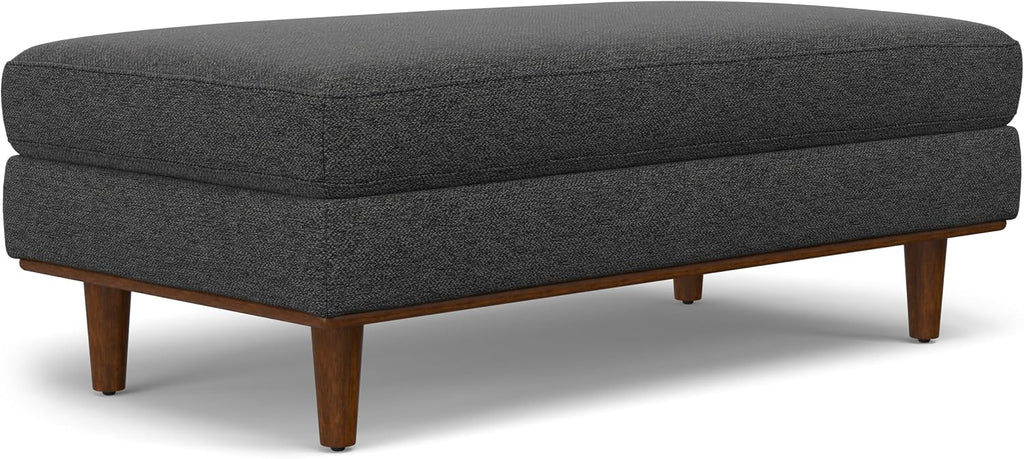 SIMPLIHOME Morrison 49" Wide Woven-Blend Fabric Ottoman in Charcoal Grey