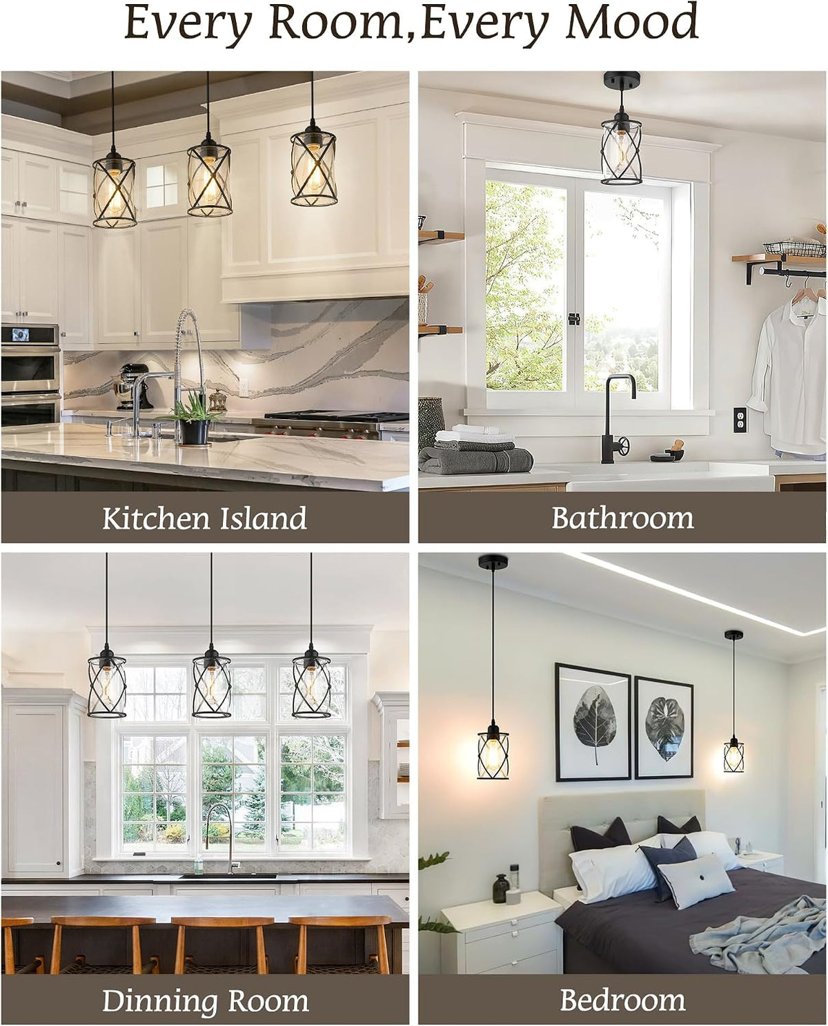 glass pendant lights kitchen island 2 pack, black on a desk or shelf