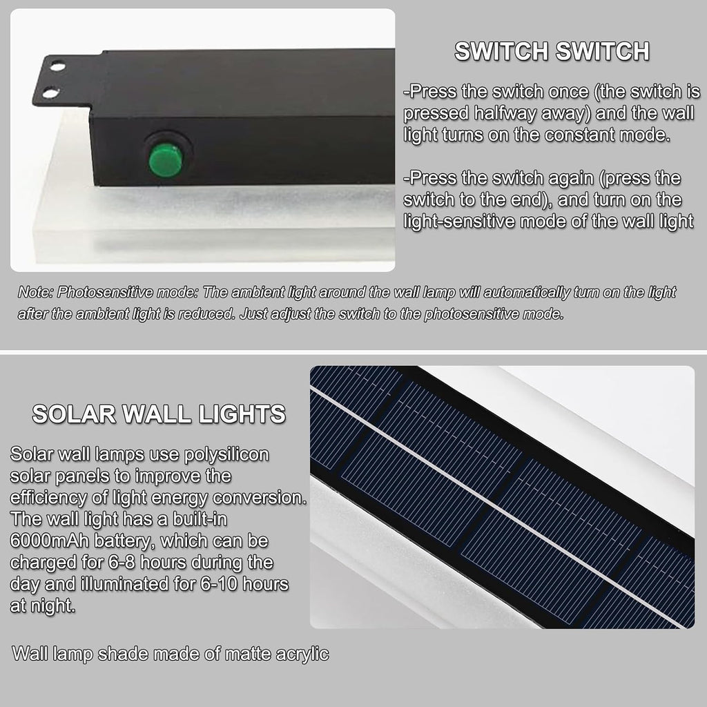 Solar Outdoor Wall Lights Waterproof LED 4500K Lighting for Porch