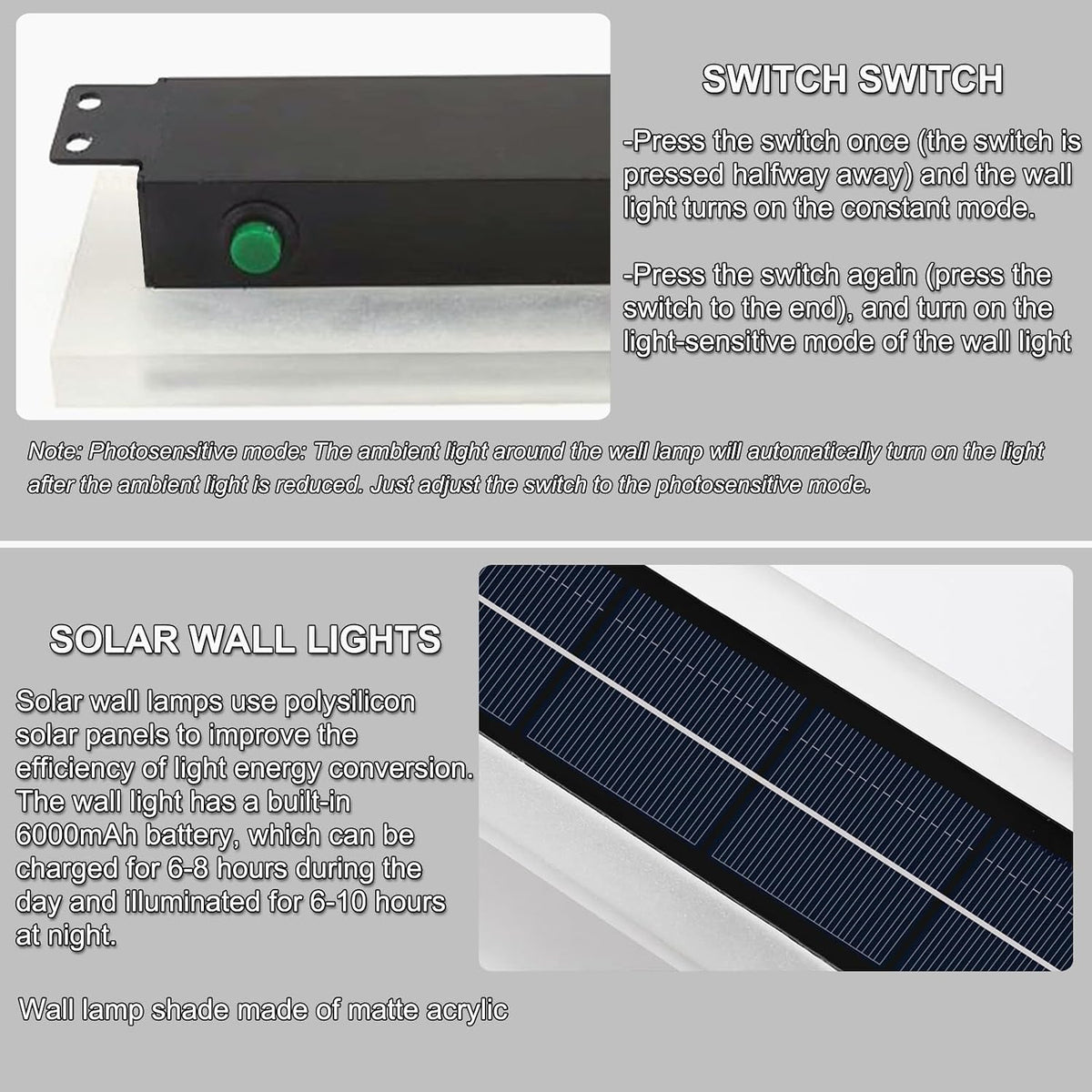 Solar Outdoor Wall Lights Waterproof LED 4500K Lighting for Porch