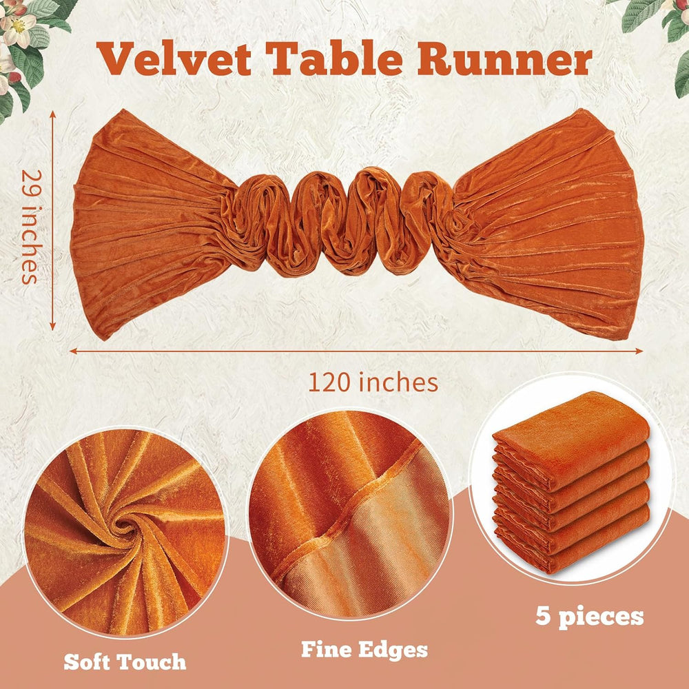 Orange Velvet Table Runner 29 x 120 Inches Fall Halloween Runners