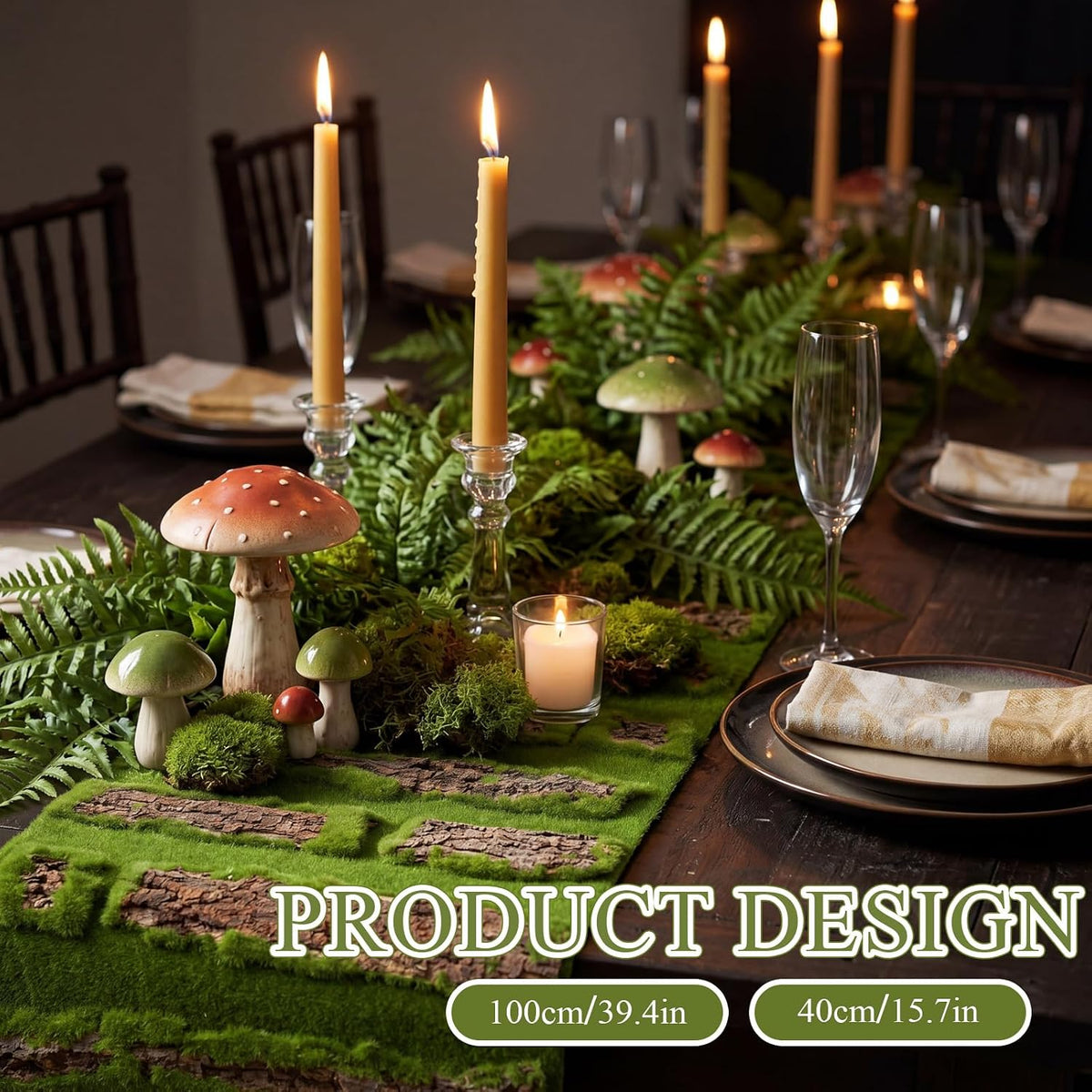 1 Pcs Fake Moss Bark Table Runner Halloween Enchanted Forest