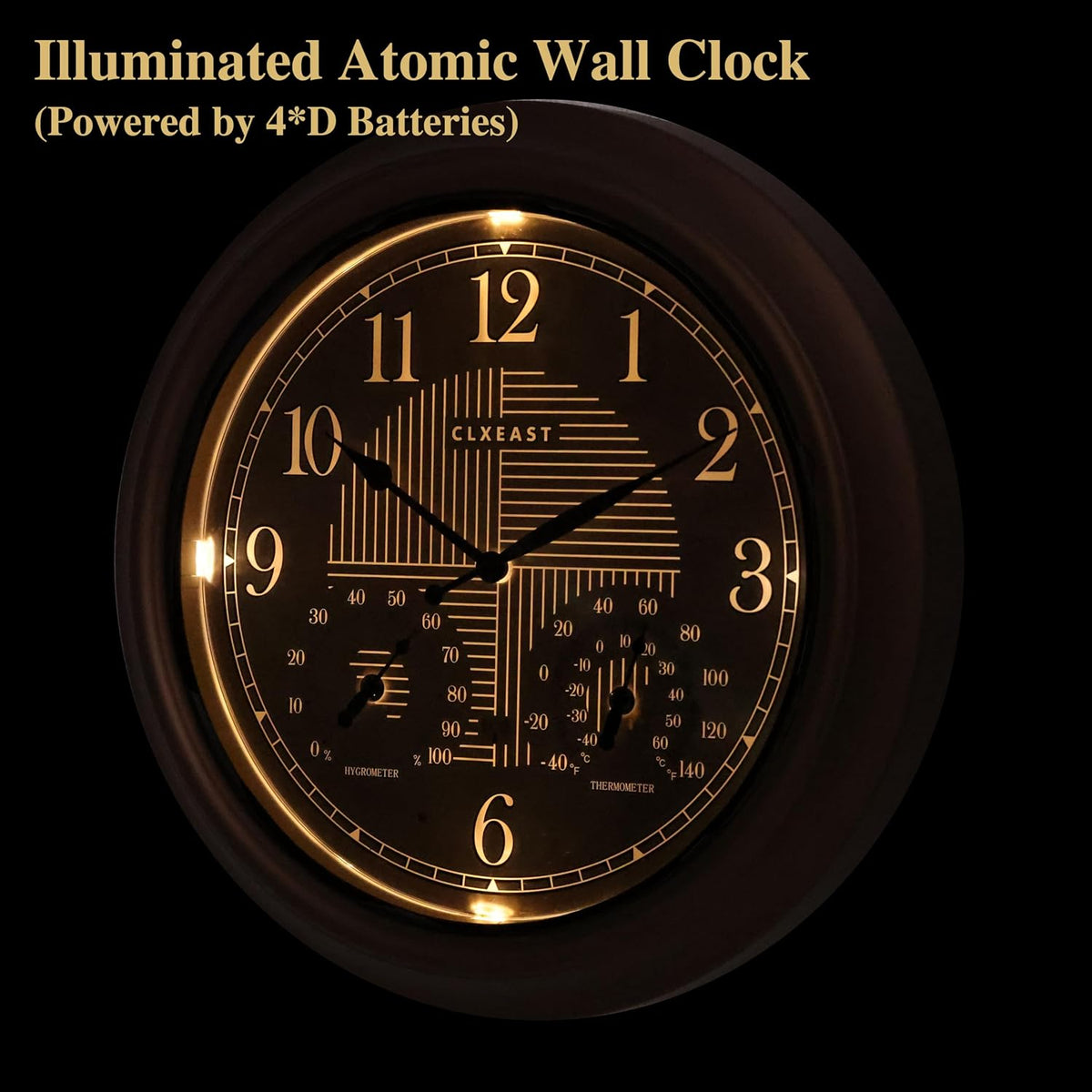 CLXEAST 18" Illuminated Outdoor Atomic Analog Clocks Waterproof,IP65 Rating
