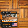 Majestick Goods 24-Pack Long Slat Acacia Wood Interlocking Deck Tiles