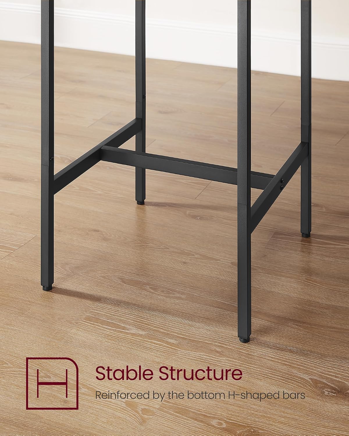 VASAGLE Bar Table and Chairs Set, Square, with 2 Stools, Space Saving