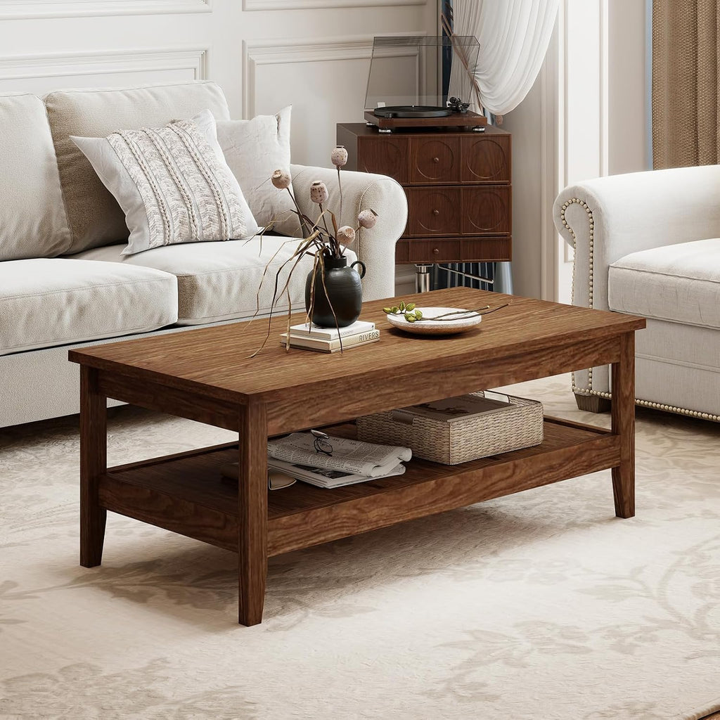 GIANTEX Mid Century Modern Coffee Table, 47" Wood Center Table
