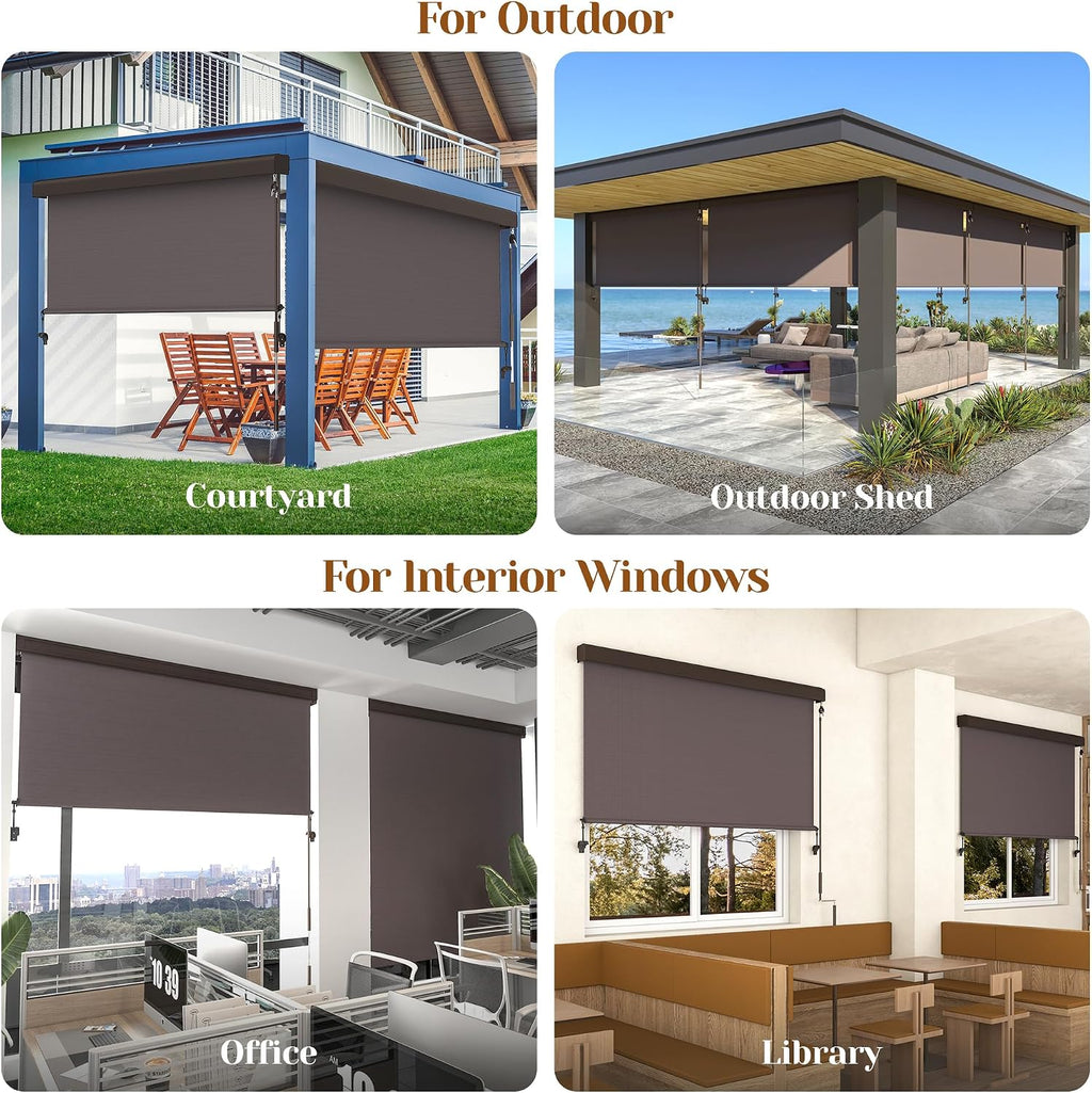 Integrated 4'W x 6'H Outdoor Roller Shade for Sun & Privacy Protection