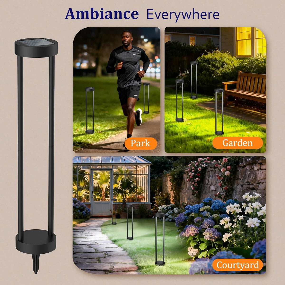 24" Solar Bollard Lights (4-Pack)