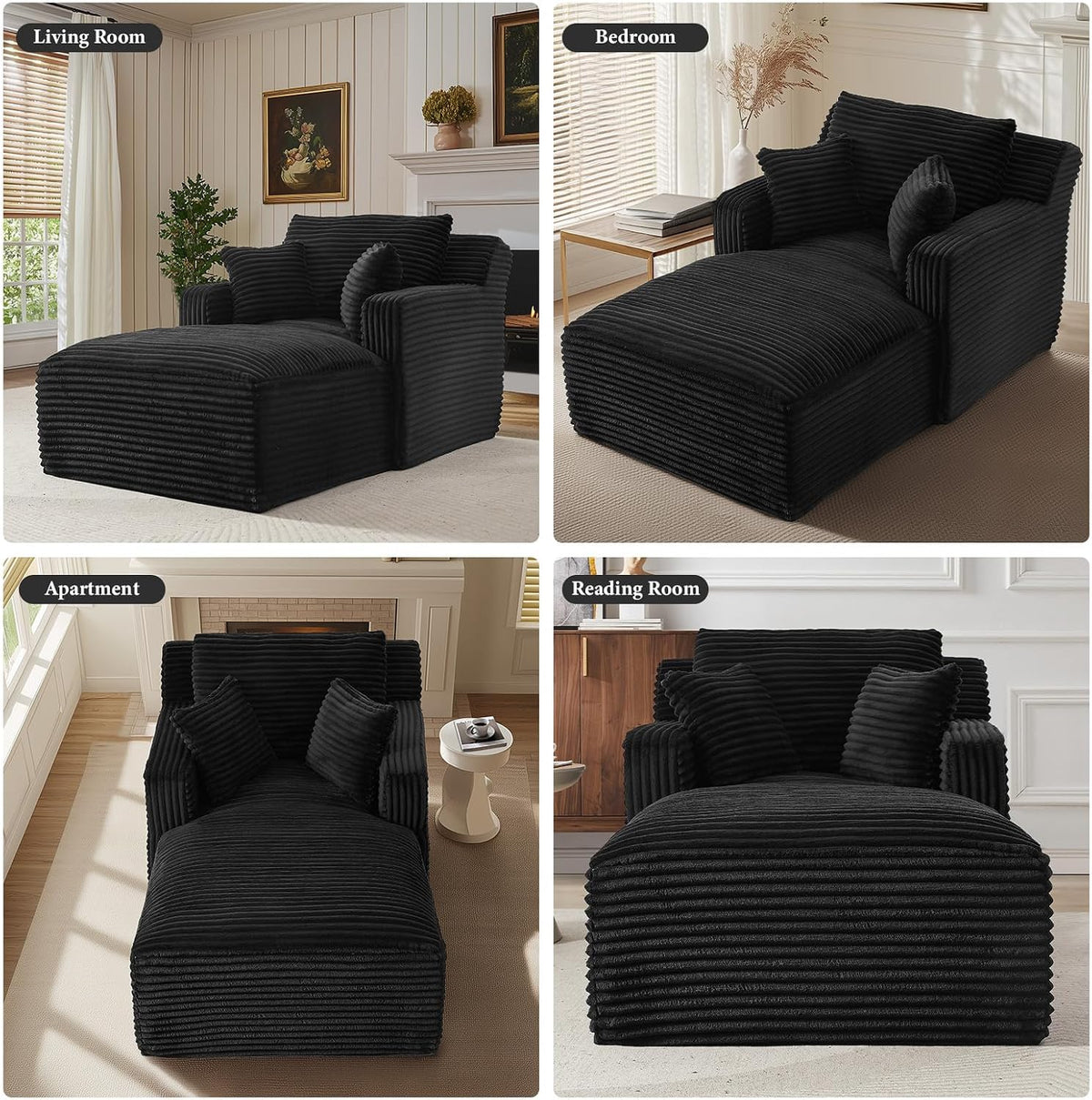 65.4" Chaise Lounge Chair Indoor, Oversized Boneless Couch