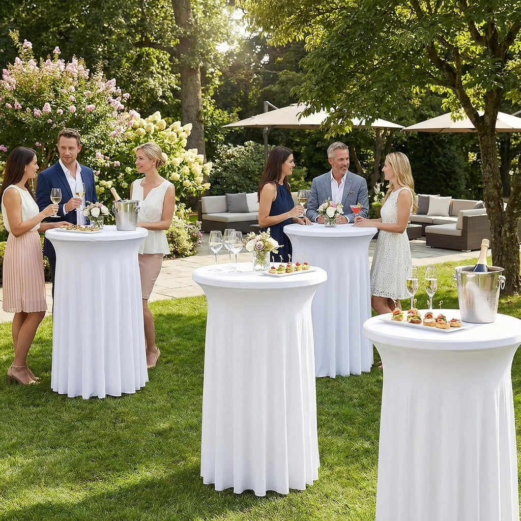 artsocket cocktail table covers, ruffle skirt, 2-pack, spandex showing dimensions