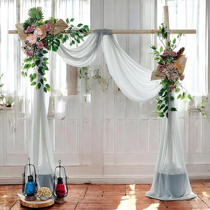 MDS Halloween Chiffon Draping Fabric - 2 Panel, 30" Wide x 40ft Long - Sheer Spooky Arbor & Canopy Drapery for Haunted House Backdrops, Party Ceilings, DIY Costumes & Themed Events - Gray (Pack of 2)