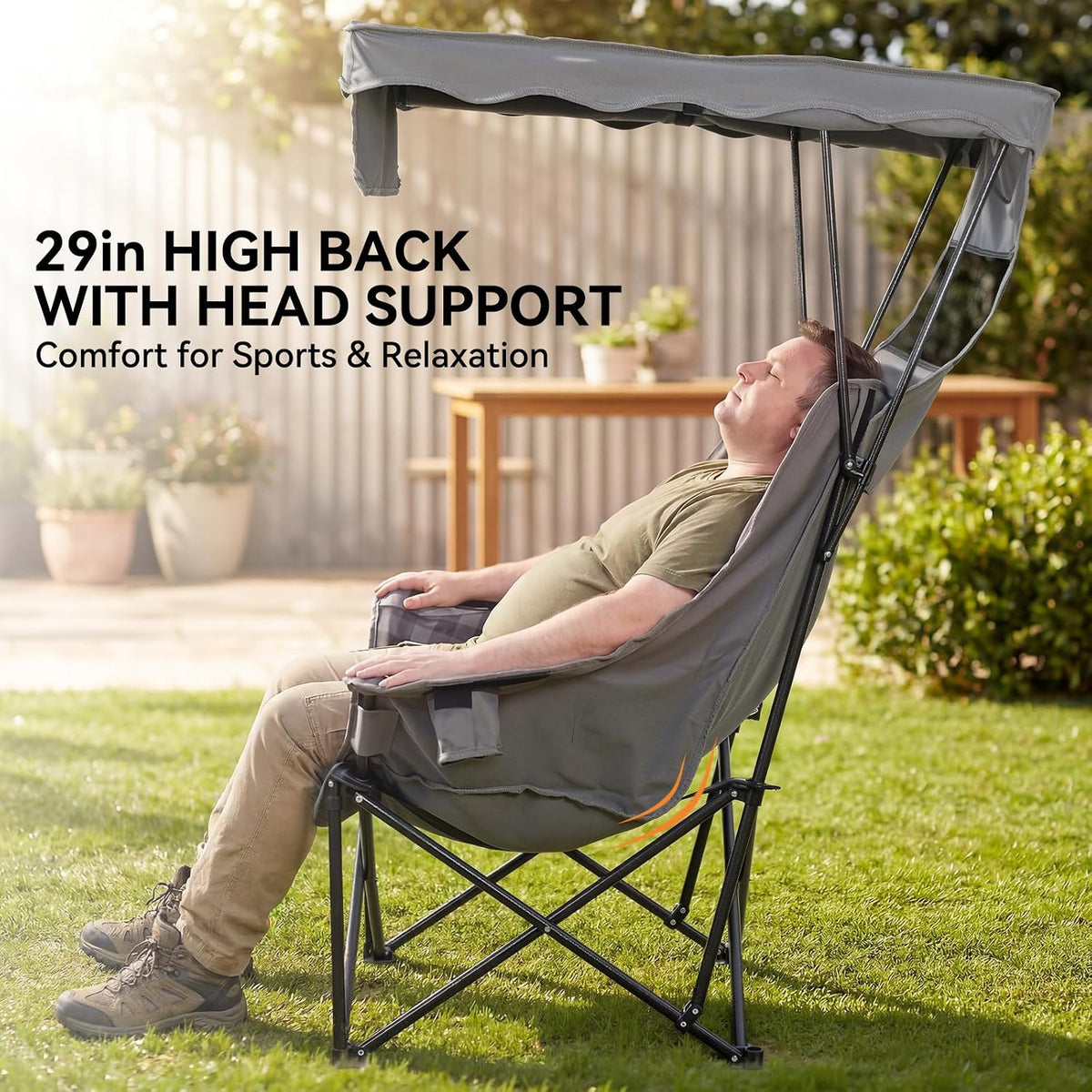 Huskfirm Oversized Camping Chair with Canopy Shade Heavy Duty Canopy Chair