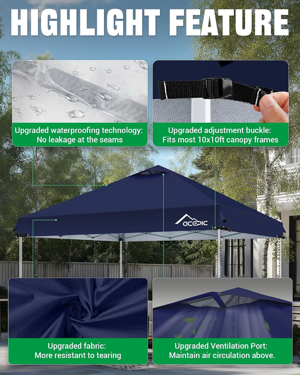 acepic upgraded 10x10 canopy replacement top with air shown in use