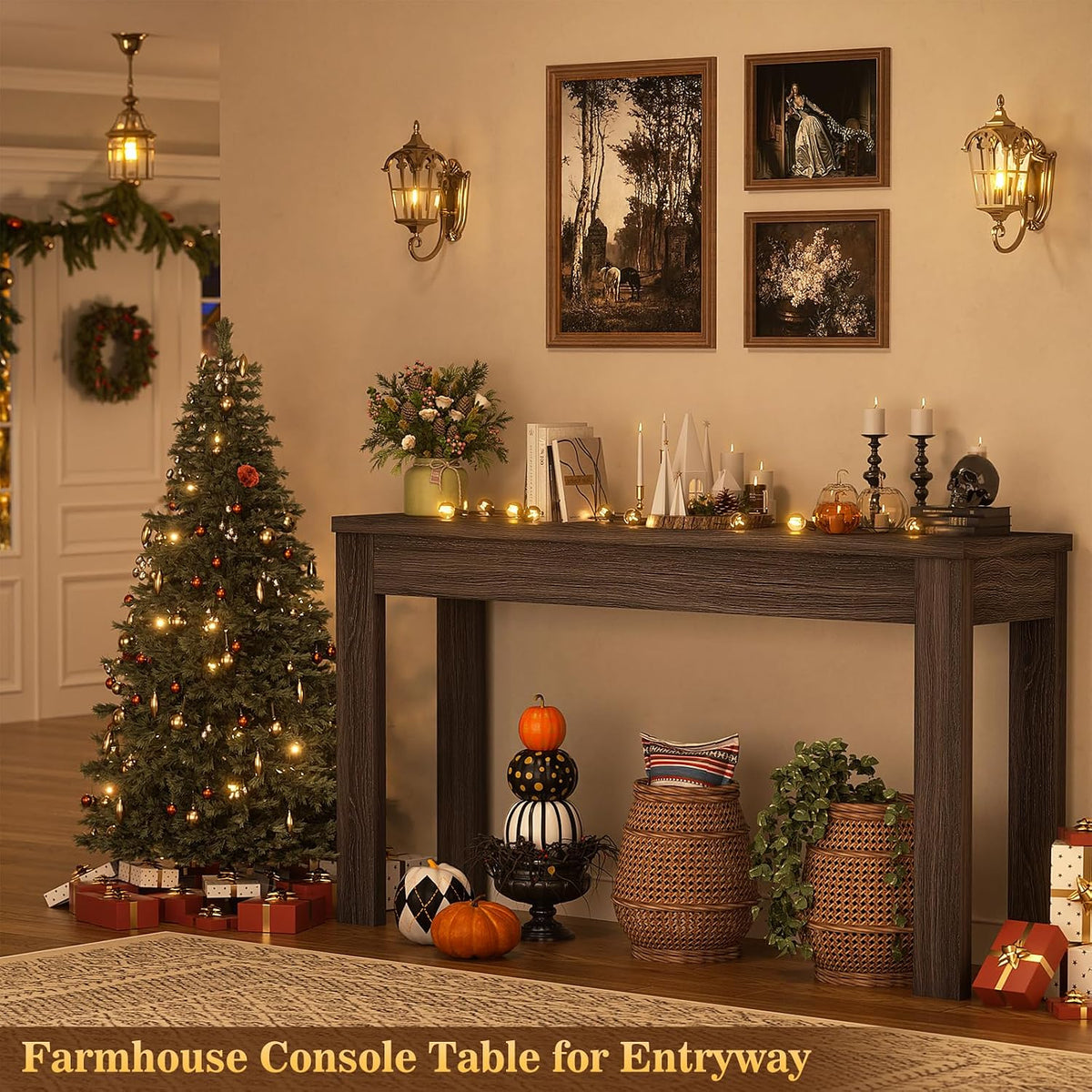 Armocity Console Table for Entryway, 47" Farmhouse Sofa Tables Narrow Long