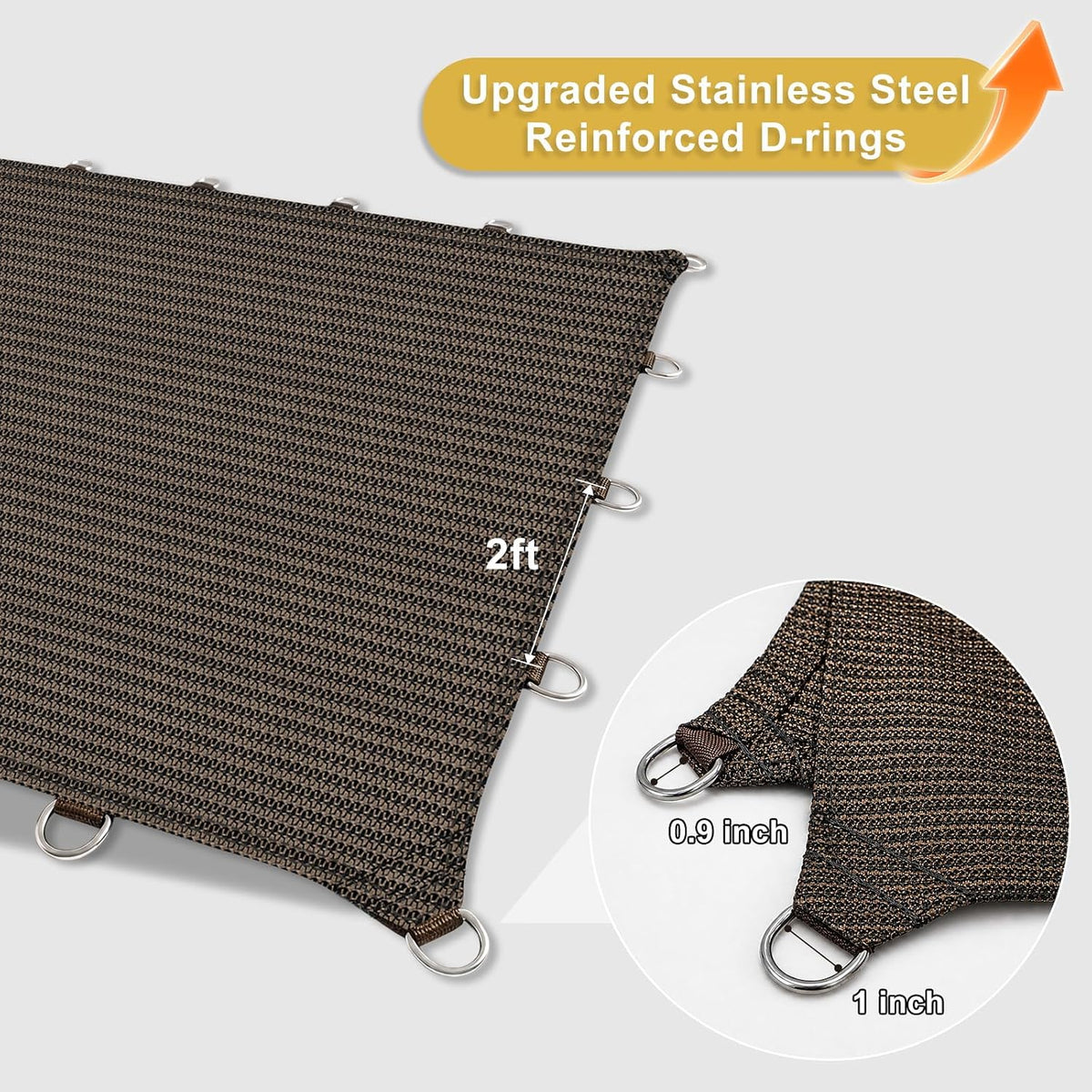Shade&Beyond 90% Sun Shade Cloth with D-Rings & Reinforced Corner Webbing, 6' x 10' UV Block Outdoor Pergola Shade Cover, Breathable Shade Fabric for for Patio, Backyard, Deck, Garden, Mocha