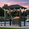 Aoxun 5 x 8FT Grill Hardtop Gazebo with Galvanized Steel Roof, Gray