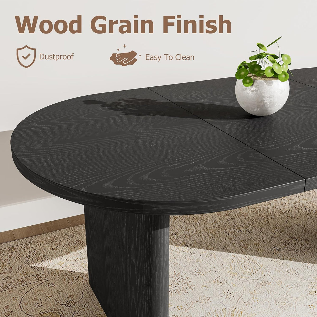 GarveeHome 70.87" Long Oval Dining Table with Wooden Base for 6-8 People
