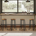 Yaheetech 29.5" Bar Stools Set of 4, Industrial Metal Legs, Rustic Brown