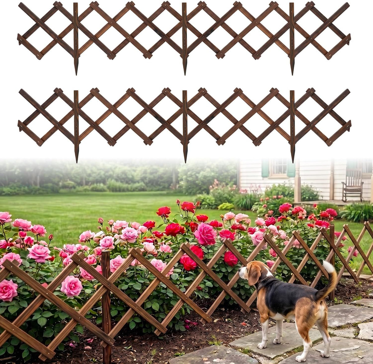 Avalution Decorative Garden Fence Outdoor,Total 12in(H) x 11.6 ft(L) 2 Pack