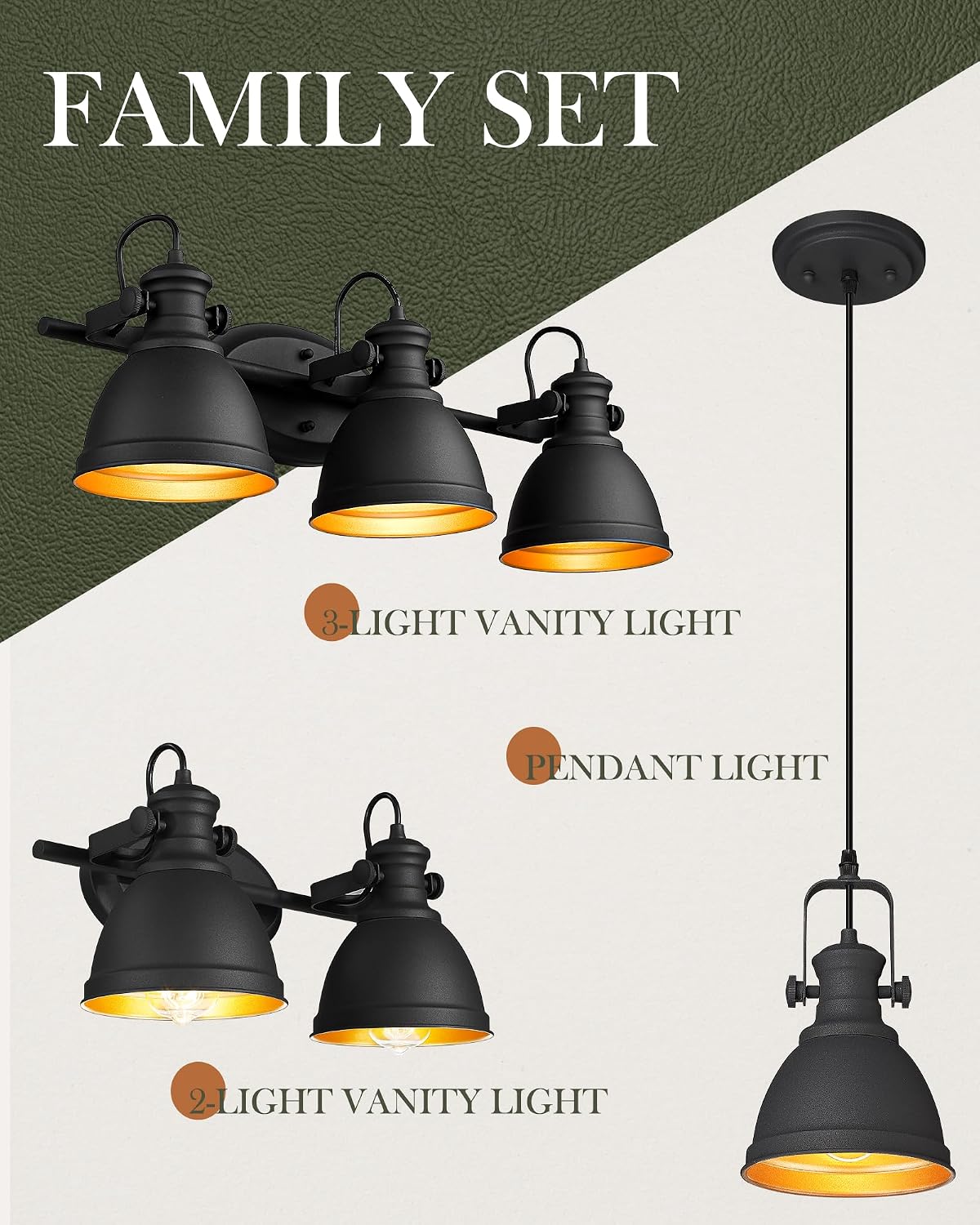2-Pack Black Pendant Lights Kitchen Island, 6.5" Metal Shade