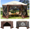 VEVOR Camping Gazebo Screen Tent, 12x12ft, Brown/Beige