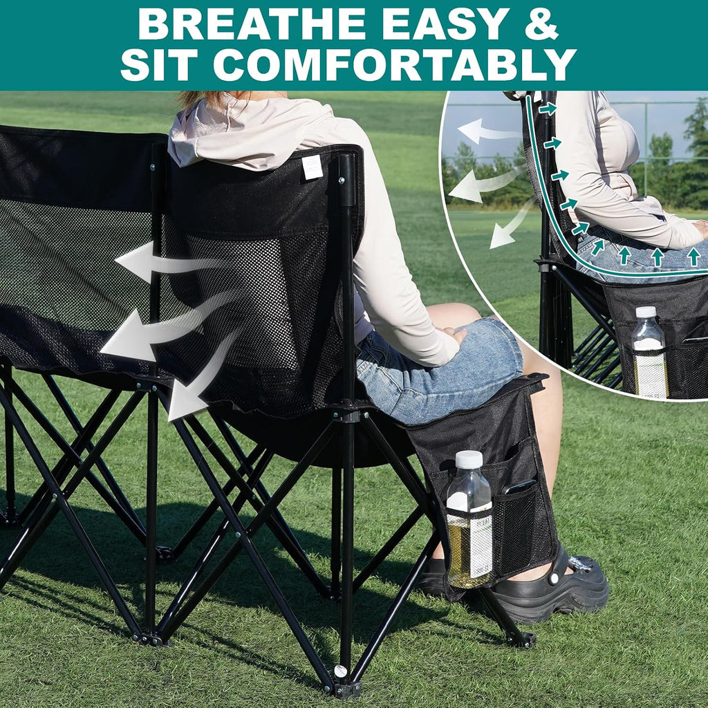 1MORE Folding Bench, Portable Foldable Sideline Bench for Team with Carry Bag