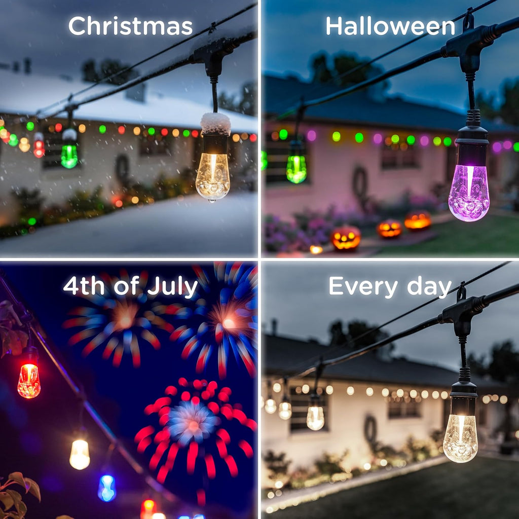 Enbrighten Vintage Outdoor String Lights, 24ft, 12 Bulbs, Remote Control