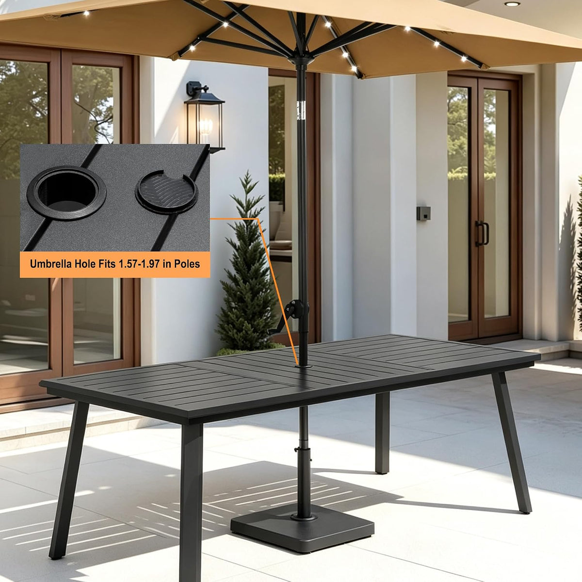 Pellebant Aluminum Outdoor Dining Table for 8-10 Person