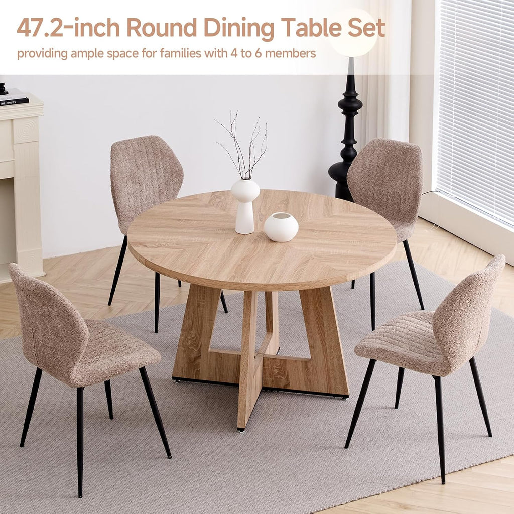 Round Dining Table Set for 4, Kitchen Table and Chairs