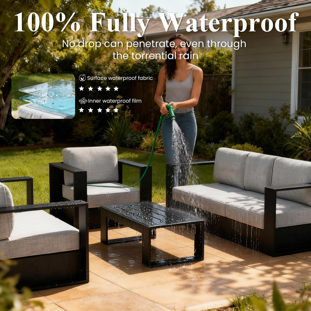 LayinSun 1 Piece Oversized Aluminum Patio Outdoor 3-Seat Sofa